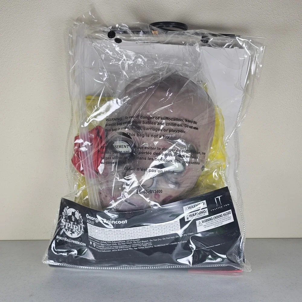 Spirit Halloween Georgie Raincoat Costume Adult Size small  IT Pennywise Movie
